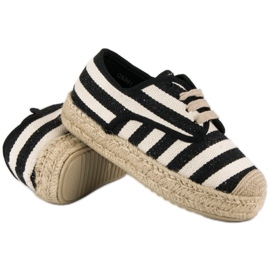 Corina Espadrilles côtelées nouées le noir brun 1