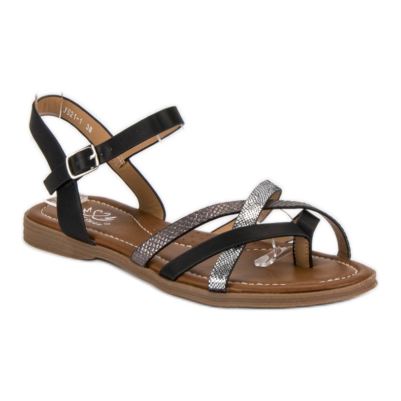 Small Swan Sandales noires classiques le noir gris 1