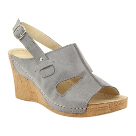 Gregors Sandales de coin en cuir gris gris 533 1