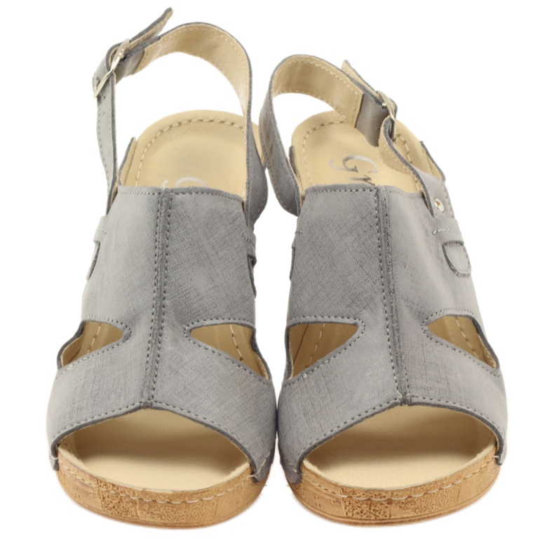 Gregors Sandales de coin en cuir gris gris 533 3