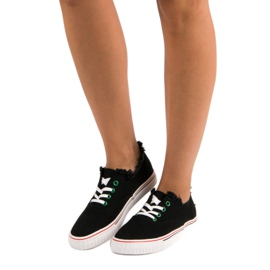 L&H Baskets nouées à la mode le noir 6