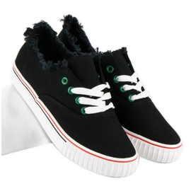L&H Baskets nouées à la mode le noir 5