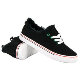 L&H Baskets nouées à la mode le noir 4