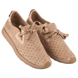 Kylie Slipons en daim ajouré brun 1