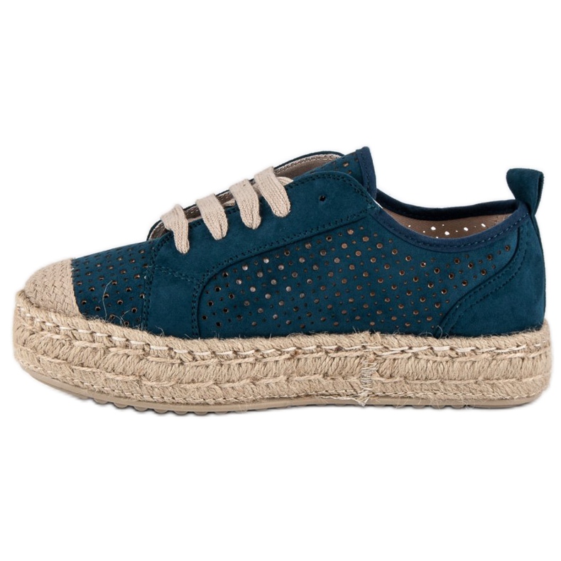 Corina Espadrilles Ajourées Sur Le Compensé bleu multicolore bleu marine 1