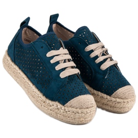 Corina Espadrilles Ajourées Sur Le Compensé bleu multicolore bleu marin 3