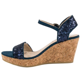 Corina Sandales compensées à sequins bleu 3