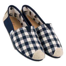 L. Day Slipons à carreaux bleu marine brun 2