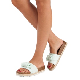 Chaussons menthe à nœud vert 2