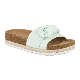 Chaussons menthe à nœud vert 3