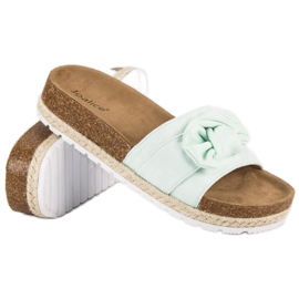 Chaussons menthe à nœud vert 5