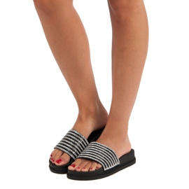 Babouches noires à cristaux le noir 1 Babouches noires à cristaux le noir 1