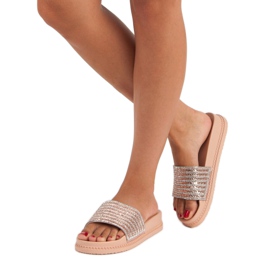 Babouches roses à cristaux 2