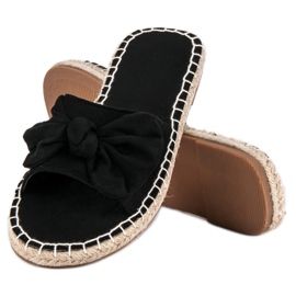 Tongs espadrilles en daim le noir 2