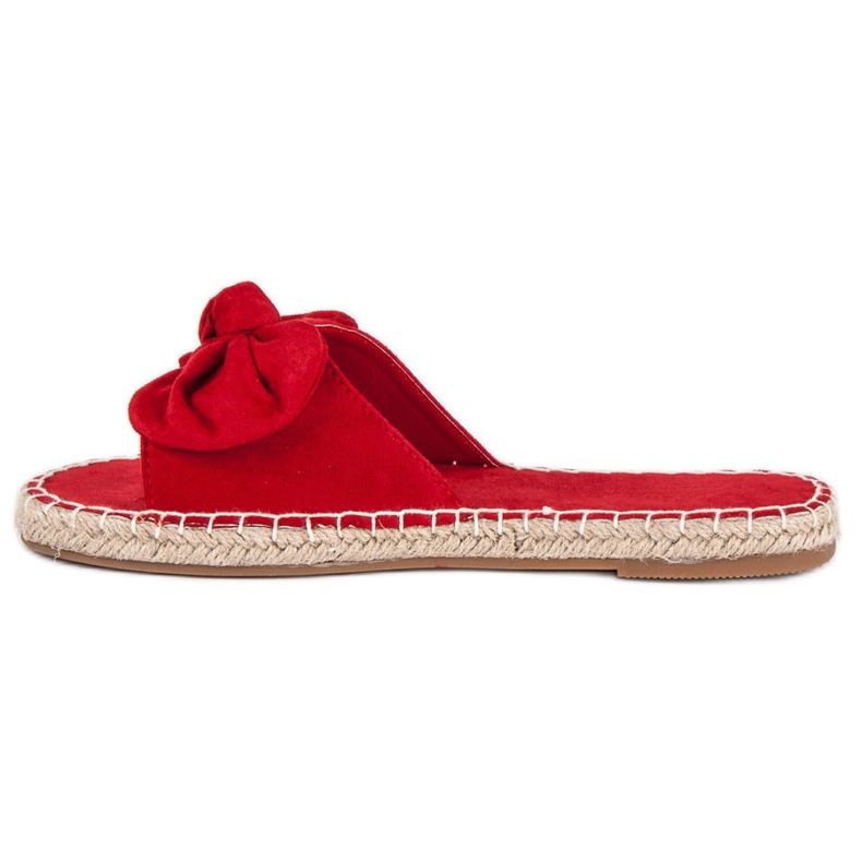 Tongs espadrilles en daim rouge 1