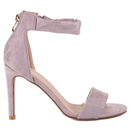 Bestelle Sandales zippées en daim violet multicolore 4
