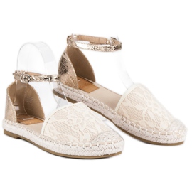 Nio Nio Espadrilles en dentelle brun jaune 3