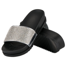 Élégantes pantoufles argentées gris 2 Élégantes pantoufles argentées gris 2