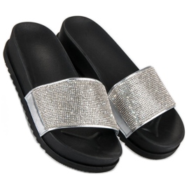 Élégantes pantoufles argentées gris 1 Élégantes pantoufles argentées gris 1