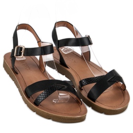 Sandales plates noires le noir 2