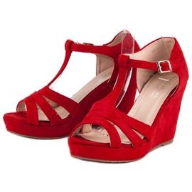 Sandales compensées rouges 2