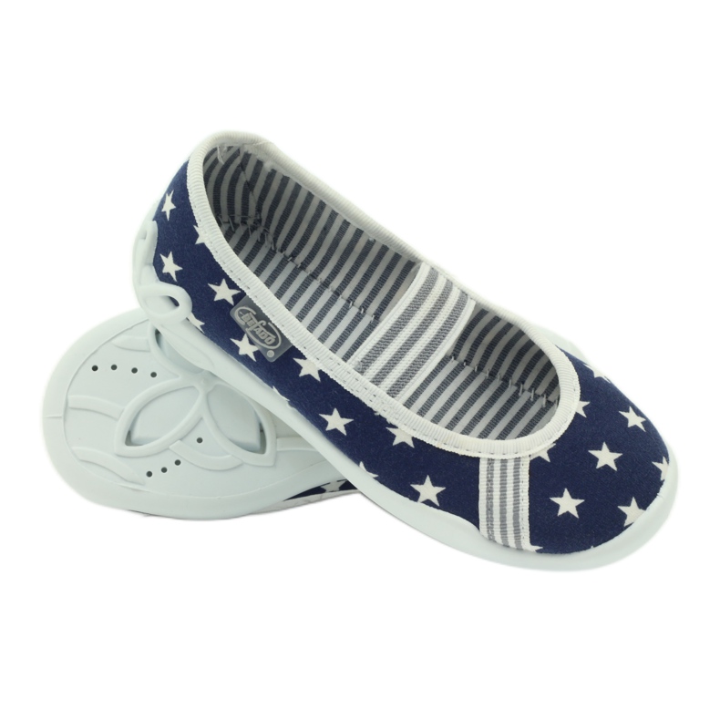 Chaussons fille, étoiles, Befado193x065 blanc bleu marine 3
