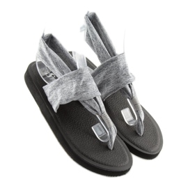 Sandales grises, coton, gris DD81P 1