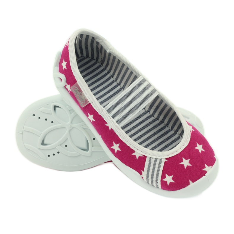 Befado chaussures pour enfants ballerines pantoufles 193x063 blanc rose 3