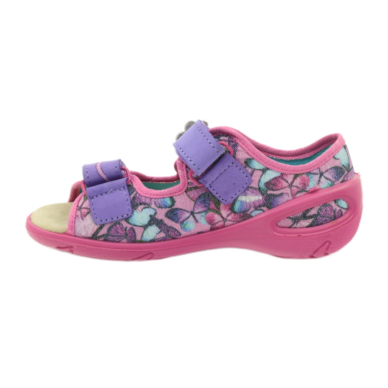 Sandales, légères, semelle intérieure Befado en cuir violet bleu rose 2