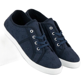 Baskets textiles bleues bleu marin 1