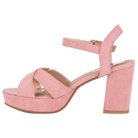 Flyfor Sandales à talon en daim rose 2