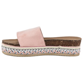 Chaussons bohèmes en daim rose 3