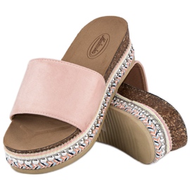 Chaussons bohèmes en daim rose 4