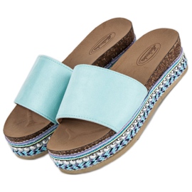 Chaussons bohèmes en daim bleu 3
