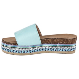 Chaussons bohèmes en daim bleu 5