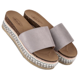 Chaussons bohèmes en daim gris 5
