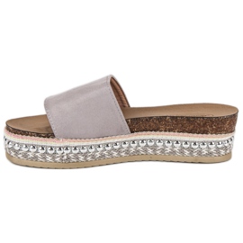 Chaussons bohèmes en daim gris 3