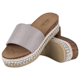 Chaussons bohèmes en daim gris 4