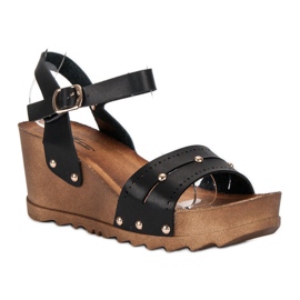 Sandales compensées noires le noir 1