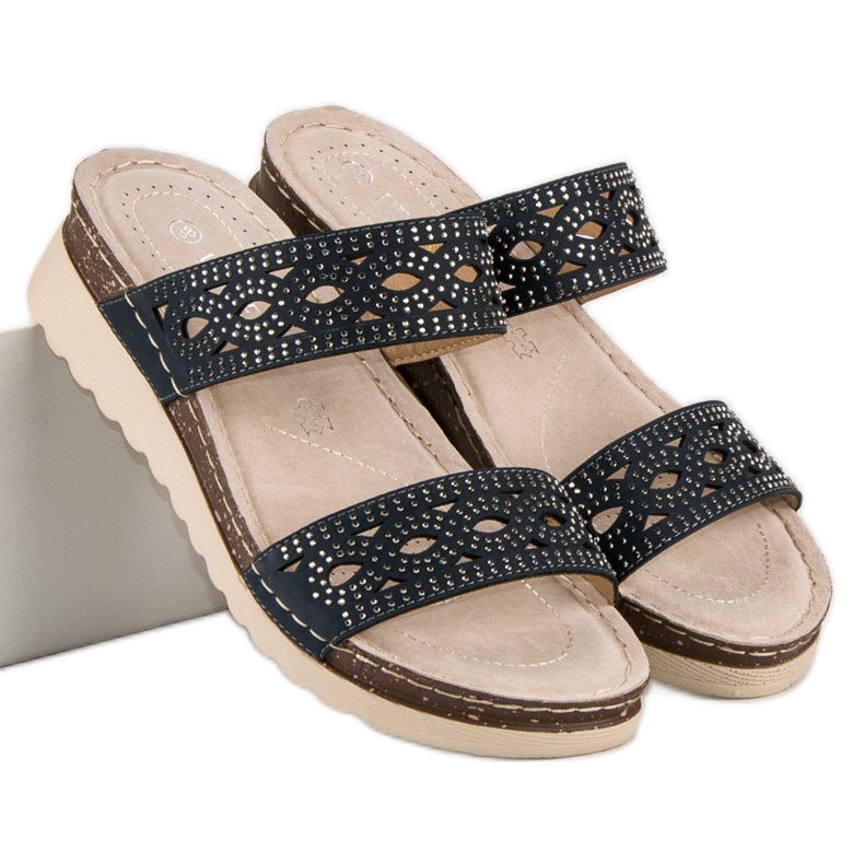 Chaussons VINCEZA ajourés bleu 1