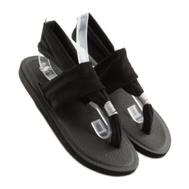 Tongs noires en coton noir le noir 1