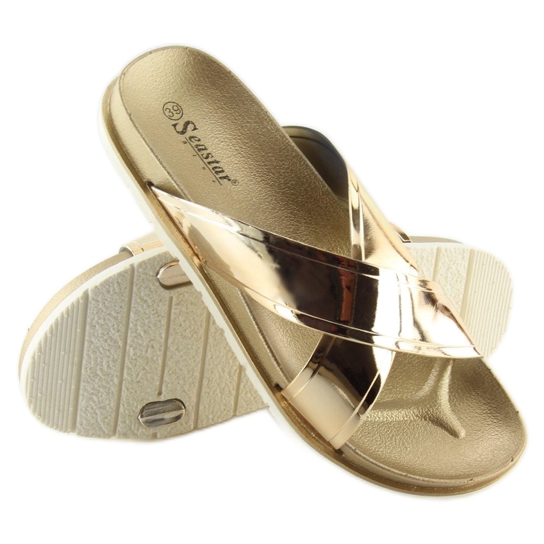 Chaussons dorés effet miroir CK46P gold d'or 2
