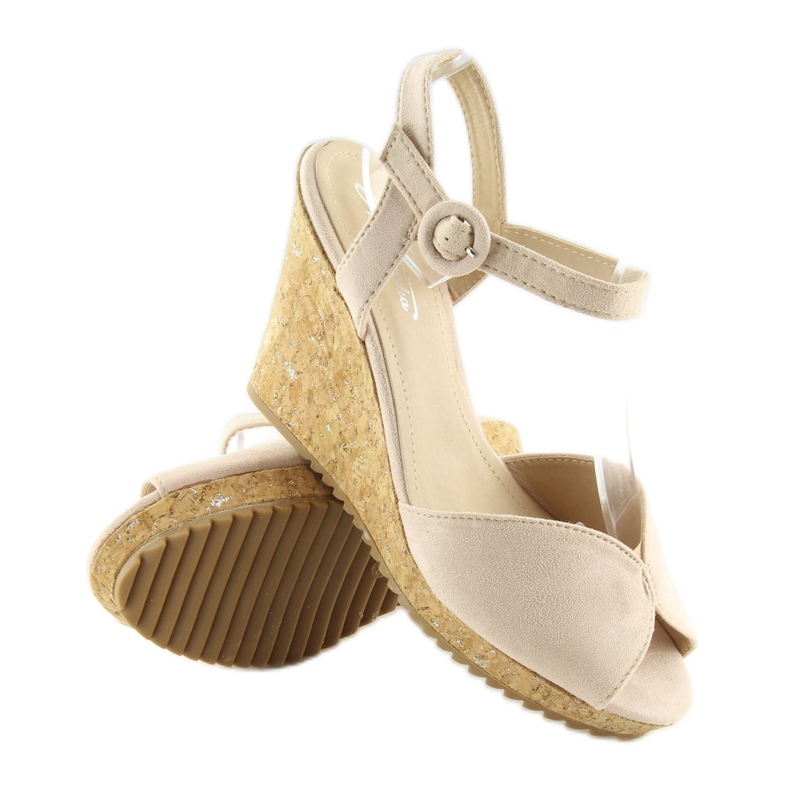 Sandales compensées beiges 3811-13 beige 2