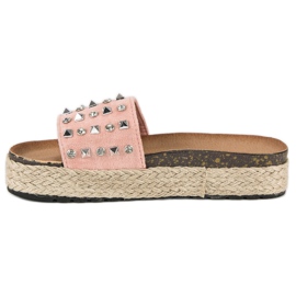 L. Lux. Shoes Tongs espadrilles à clous rose 1