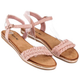 Super Me Sandales plates en daim rose 1