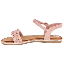 Super Me Sandales plates en daim rose 3
