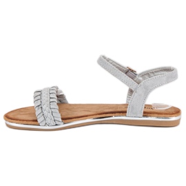 Super Me Sandales plates en daim gris 1