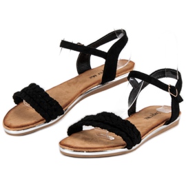 Super Me Sandales plates en daim le noir 2