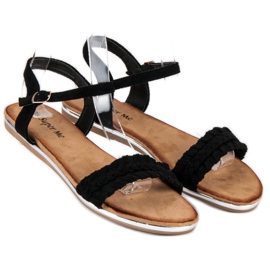 Super Me Sandales plates en daim le noir 3