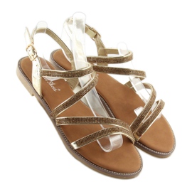 Sandales avec zircons cubiques dorés K952 or 2